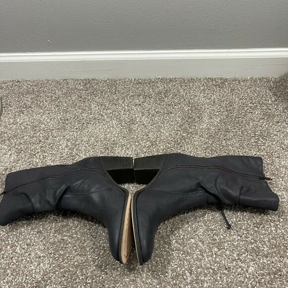 Bernardo Womens Boots Size 6.5 M Dark Gray Leather Zip Side Lace Up Mid Calf - Picture 6 of 9